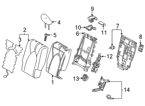 2021 Toyota Highlander Second Row Seats, Body Diagram 1 - Thumbnail