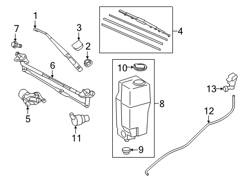 2022 Toyota Tacoma Wiper & Washer Components Diagram