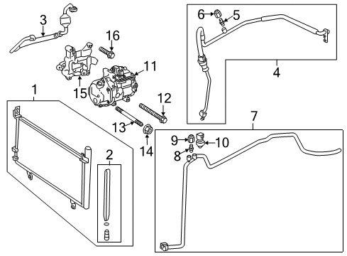 2017 Toyota Avalon A/C Condenser, Compressor & Lines Diagram