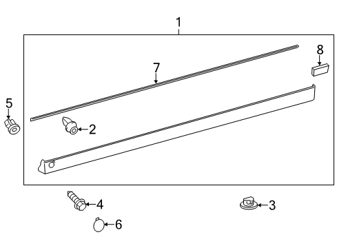 2012 Toyota Yaris Exterior Trim - Pillars, Rocker & Floor Diagram