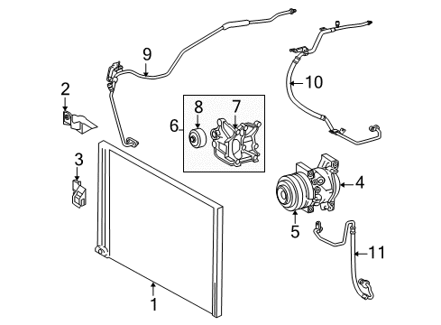 2014 Toyota Tacoma A/C Condenser, Compressor & Lines Diagram