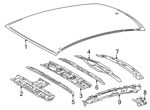 2022 Toyota Mirai Roof & Components Diagram