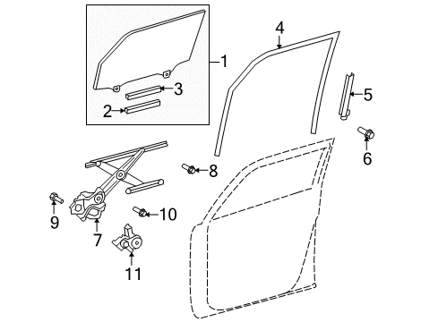 2015 Scion xB Front Door - Glass & Hardware Diagram