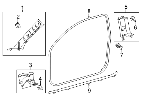 2013 Scion tC Interior Trim - Pillars, Rocker & Floor Diagram
