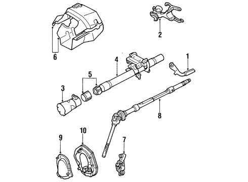 1987 Toyota Tercel Steering Column Housing & Components, Shaft & Internal Components, Shroud, Switches & Levers Diagram