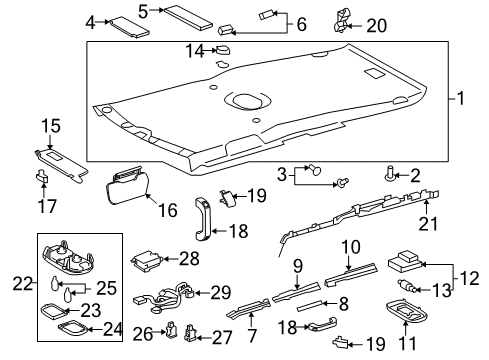 2013 Toyota FJ Cruiser Interior Trim - Roof Diagram