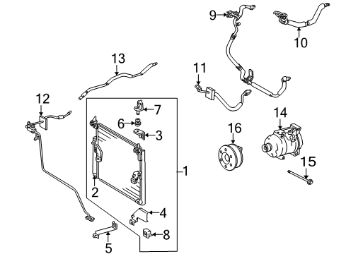 2013 Toyota FJ Cruiser A/C Condenser, Compressor & Lines Diagram