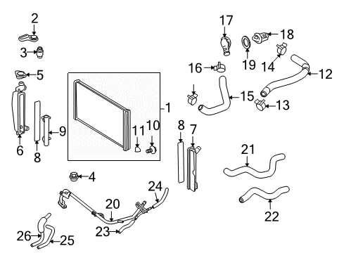 2004 Toyota Matrix Radiator & Components Diagram