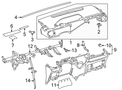 2012 Toyota Prius C Cluster & Switches, Instrument Panel Diagram