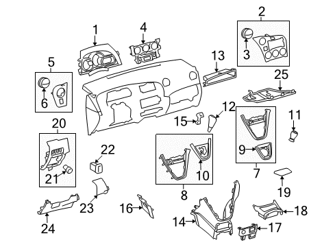 2009 Toyota Matrix Cluster & Switches, Instrument Panel Diagram 3 - Thumbnail