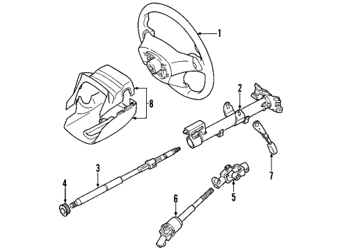 2003 Toyota MR2 Spyder Steering Column & Wheel, Steering Gear & Linkage Diagram