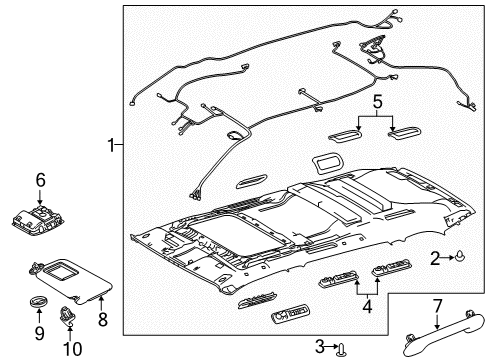 2015 Toyota Highlander Overhead Console, Flaxen, Upper Diagram for 63650-0E140-A0