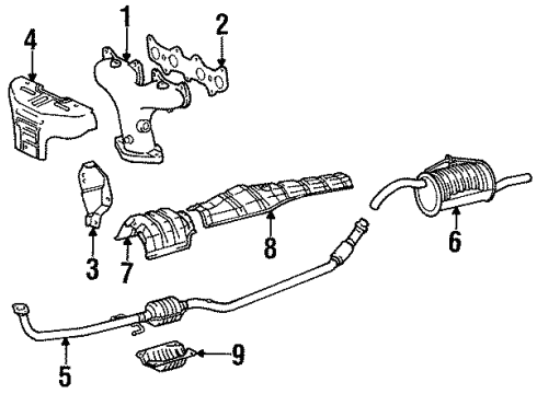 1996 Toyota Paseo Exhaust Components Diagram