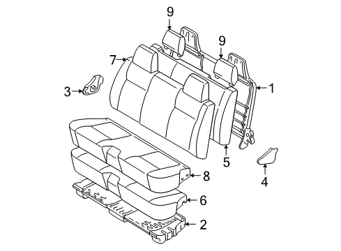 1998 Toyota Tacoma Front Seat Components Diagram