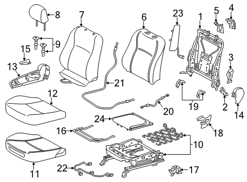 2012 Toyota Yaris Passenger Seat Components Diagram