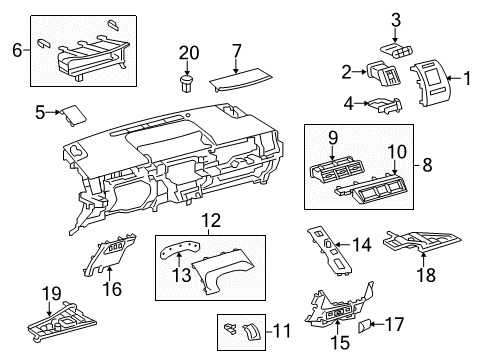 2016 Toyota Prius V Cluster & Switches, Instrument Panel Diagram