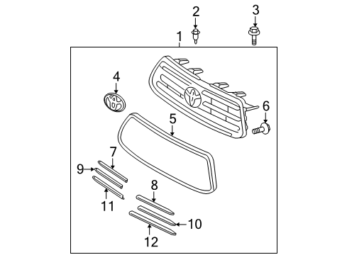 2009 Toyota Highlander Grille & Components Diagram
