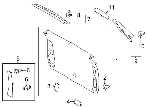 2017 Toyota Highlander Interior Trim - Lift Gate Diagram