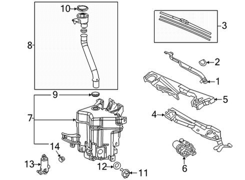 2022 Toyota Mirai Wiper & Washer Components Diagram