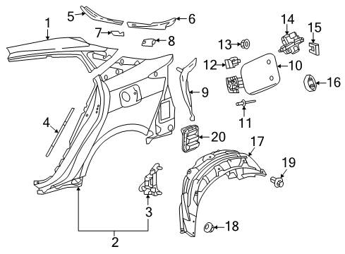 2021 Toyota Prius AWD-e Quarter Panel & Components Diagram