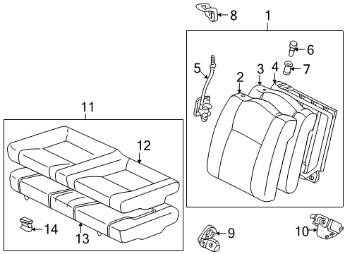 2004 Toyota Celica Rear Seat Components Diagram