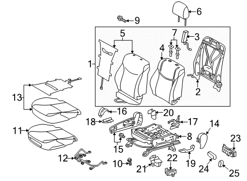 2010 Toyota Prius Front Seat Components Diagram