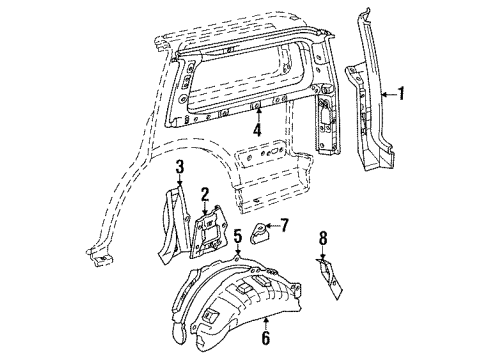 1992 Toyota Land Cruiser Quarter Panel - Inner Components Diagram