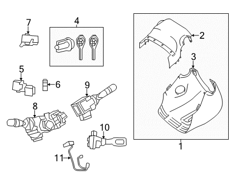 2015 Toyota RAV4 Shroud, Switches & Levers Diagram