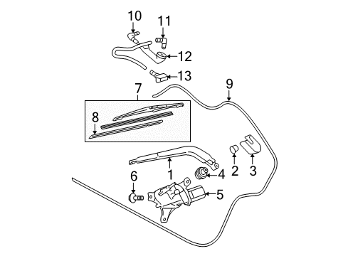 2009 Toyota Yaris Lift Gate - Wiper & Washer Components Diagram
