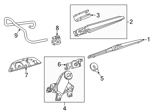 2017 Toyota Highlander Lift Gate - Wiper & Washer Components Diagram