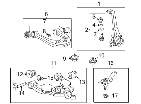2005 Toyota Sequoia Front Suspension Components, Lower Control Arm, Upper Control Arm, Stabilizer Bar Diagram