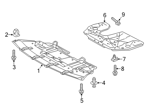 2017 Toyota Highlander Splash Shields Diagram