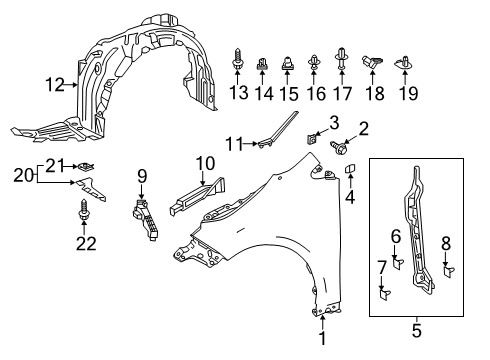 2022 Toyota Corolla Fender & Components Diagram