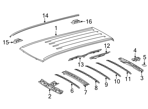 2020 Toyota Sienna Roof & Components, Exterior Trim Diagram
