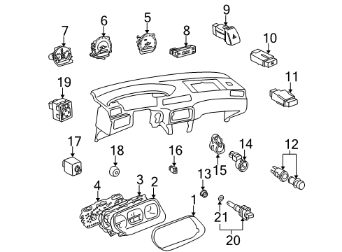 1997 Toyota Camry A/C & Heater Control Units Diagram