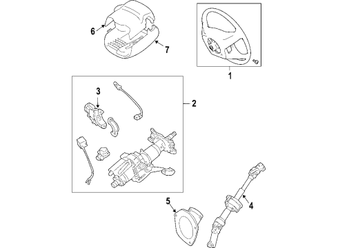 2004 Toyota Sienna Steering Column, Steering Wheel & Trim Diagram