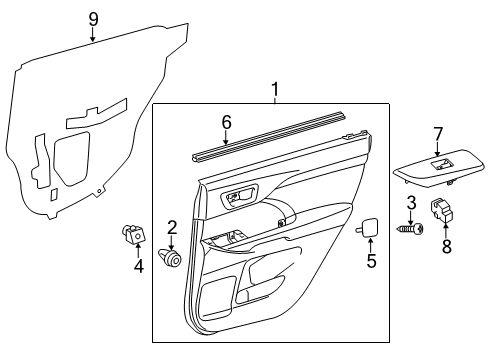 2017 Toyota Highlander Interior Trim - Rear Door Diagram