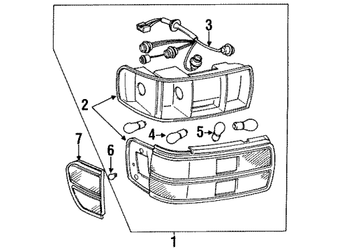 1991 Toyota Celica Side Marker & Tail Lamps Diagram