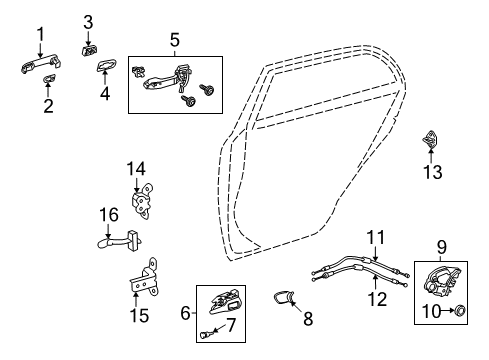 2013 Toyota Corolla Rear Door - Lock & Hardware Diagram