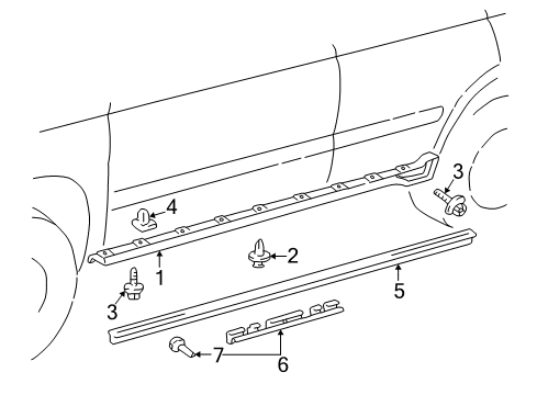 1996 Toyota 4Runner Exterior Trim - Pillars, Rocker & Floor Diagram