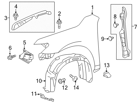 2013 Toyota Camry Fender & Components, Exterior Trim Diagram
