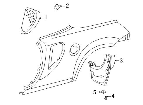 2001 Toyota MR2 Spyder Mud Guard, Green, Rear Driver Side Diagram for 76626-17050-G0