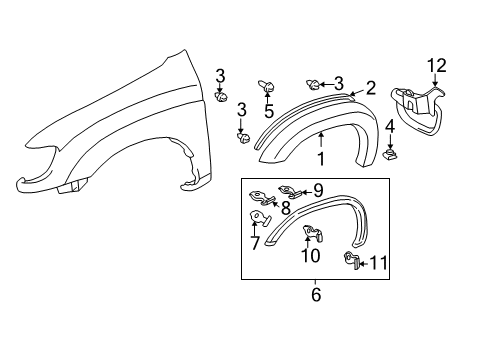 2004 Toyota Tundra Exterior Trim - Fender Diagram