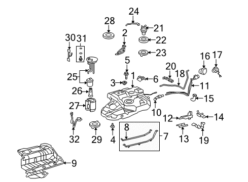 2010 Toyota Highlander Fuel Pump Diagram for 77020-0E021