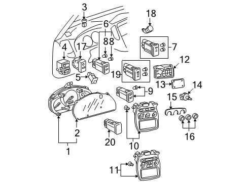 2005 Toyota Highlander Switch Diagram for 84746-50030