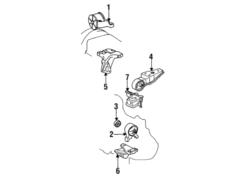 1993 Toyota Tercel Engine & Trans Mounting Diagram