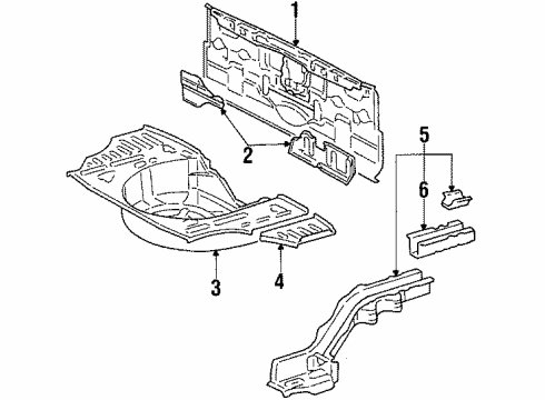 1988 Toyota Tercel Floor Pan, Rear Diagram for 58311-16110