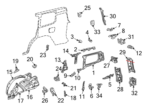 2008 Toyota Land Cruiser Inner Structure - Quarter Panel Diagram 2 - Thumbnail