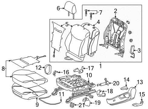 2015 Toyota Prius Driver Seat Components Diagram