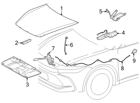 2023 Toyota Crown Hood & Components Diagram